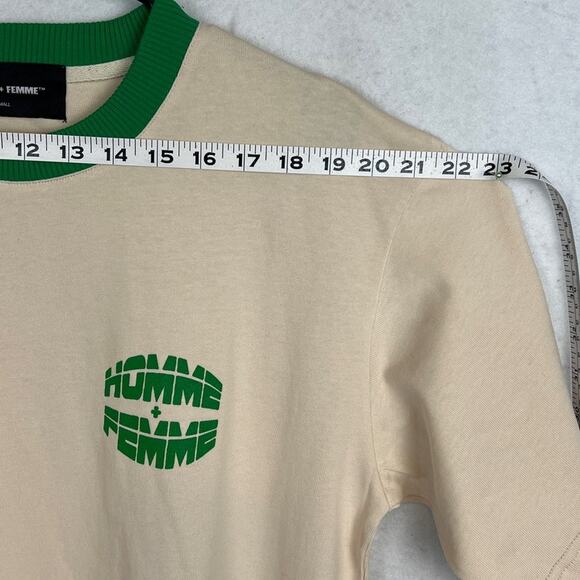 HOMME + FEMME Streetwear Unisex Cotton T-Shirt Sand and Green Size S NWOT - Picture 5 of 9